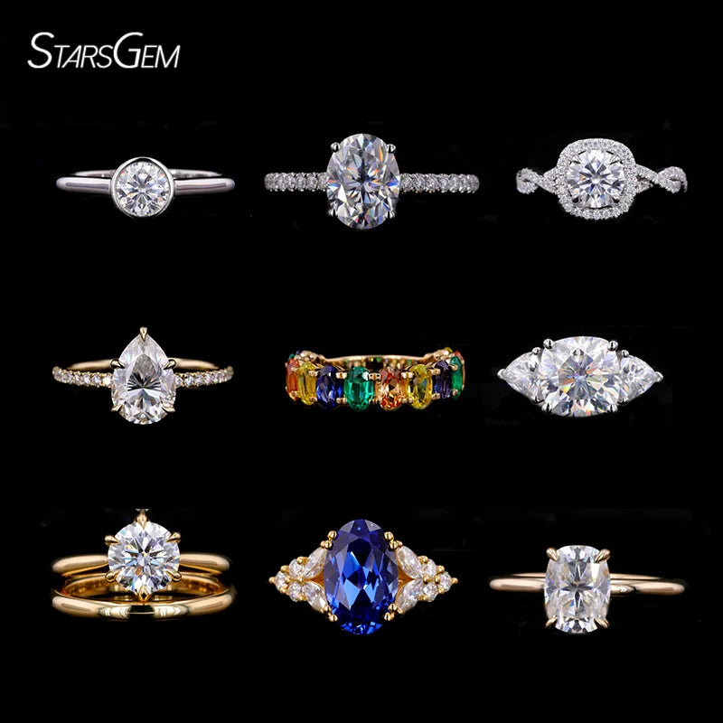 Starsgem Diamond Wedding Ring Woman 10K 14K 18K Fine Jewelry Engagement Moissanite Ring