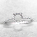 Sterling Silver 6*6mm Semi Mount Ring Empty Frame Blank Support Claw Setting S925 Base Holder Without Center Stone for DIY Inlay