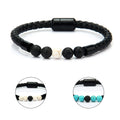 Newest Beaded Bracelet Men's and Women's Leather Cord Stainless Steel Magnetic Buckle Bracelet