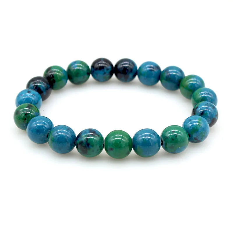 AA01574 Hot Selling Green Lapis Lazuli Beaded Bracelets Handmade Natural Stone Elastic Bracelet for Women Men