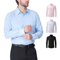 RNSHANGER Spring Men's Dress Shirts New Stretch Long Sleeve Classic Design Business Shirts Fashion Solid Color Work Wear Shirt