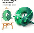 Custom U Shaped Green Dragon Christmas Pillow Stuffed Plush Long Dinosaur Animal Pillow Plush U Pillows