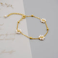 Hot Selling Fashion Jewelry Flower Pearl Stainless Steel Plated 18K Gold Necklace Bracelet Set Niche Design Wholesale