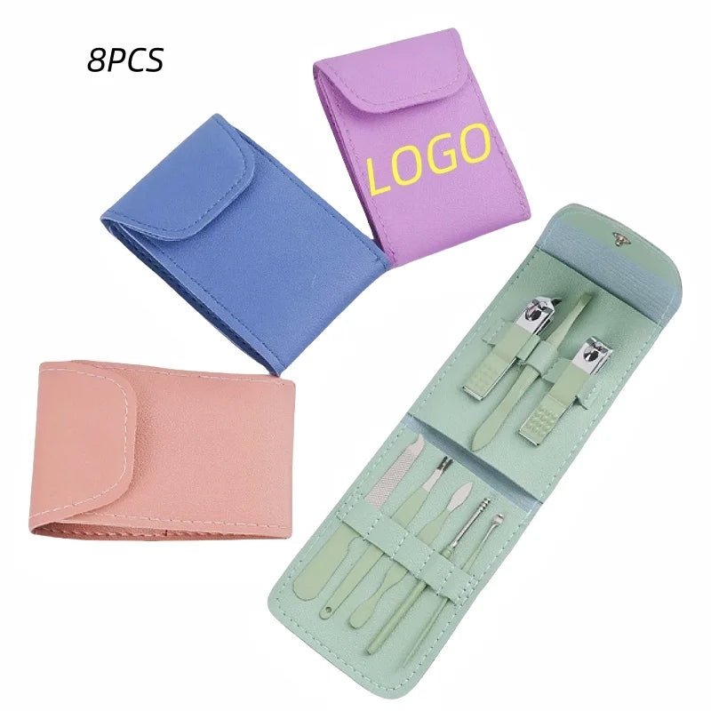 8pcs/set Nail Scissors Set With Folding Bag Home Essential  Manicure Nail Clipper Tools Stainless Steel Nail Care Kit