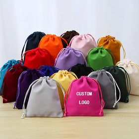 Personality Velvet Bags Custom Logo Drawstring Pouch Pink Packing Storage Jewelry Cosmetic Dust Bag Manufacture Direct