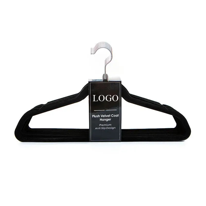 Popular Classic Black Non-slip Flocked Hangers Modern Plastic Velvet Hanger