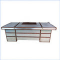 Aviation Industrial Executive Desk Metal Aluminium Genuine Leather Extendable 6 Drawers Luxury Home Office Desk
