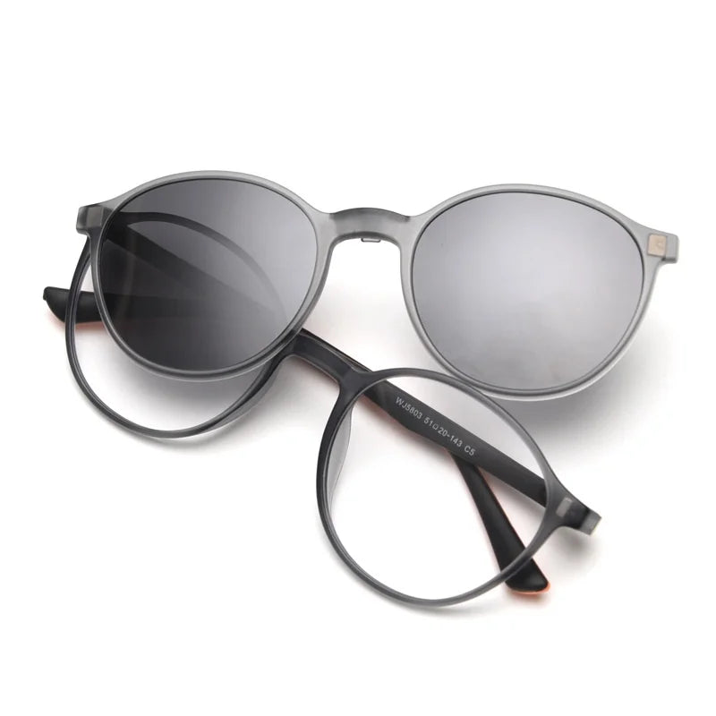 European American Men's Polarized Magnetic Non-Prescription Glasses Double-Color Spring Frame Solid Rubber Fashionable Diamond