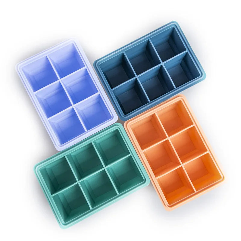 4 Grid 6 Grid 8 Grid 100% Platinum Silicone Baby Food Freezer Tray Ice Cube Box Tray with Lid