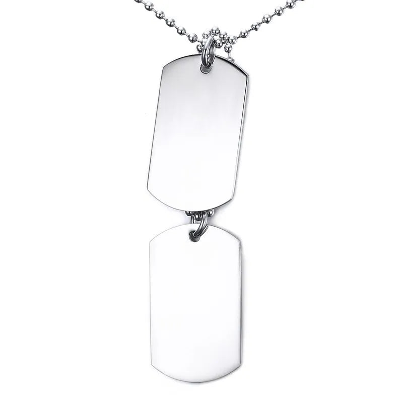 Stainless Steel Mirror Polished Laser Engravable Blank LOGO ID NAME Dogs Tags Pendant Jewelry Necklace for Men
