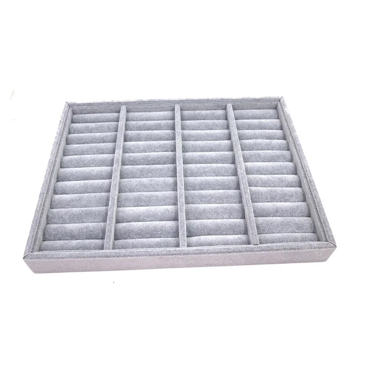 Customize Luxury 40 Slots Bangle Bracelet Display Tray Gray Red Black Velvet Jewellery Tray for Counter