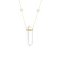 Gemnel Luxury Jewelry 18k Gold Natural Quartz Gemstone Double Point White Crystal Charm Necklace