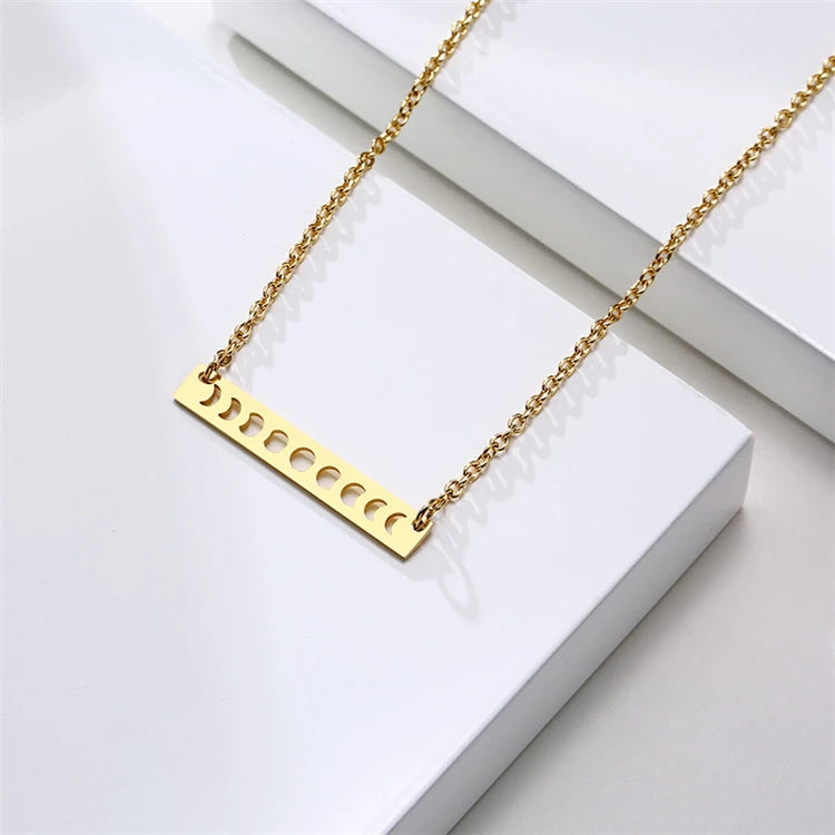 Simple Design Stainless Steel Flat bar Necklace for Women
