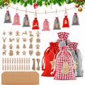 Advent Calendar Bag for Filling  24 Christmas Felt Bags and Numbers Wooden Pendants for Kids Children's Christmas Gift Bags