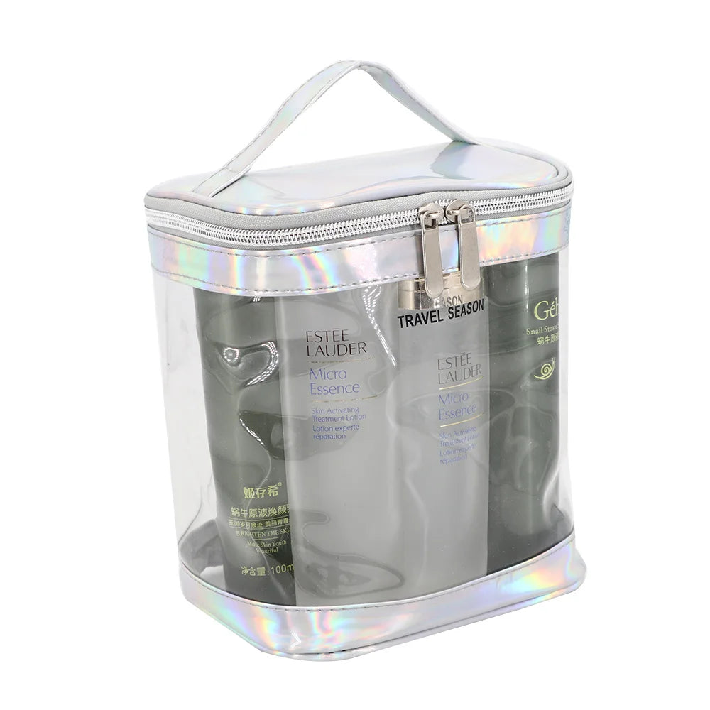Custom Logo Hard Durable Transparent Make up Cosmetic Bag Waterproof Zipper Clear PVC Clutch Travel Cosmetic Suka Makeup Pouch