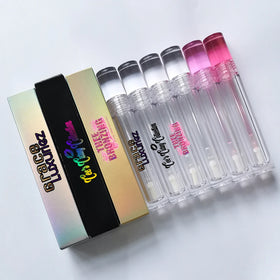 Custom LOGO Full clear PETG Cylinder Lip Gloss Tubes Low Moq Liquid Lipstick Container