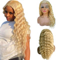 28 Inch 613 Blonde HD Lace Front Wig Raw Virgin Deep Wave 13x4 Curly Transparent for Lace Frontal 613 Full Lace Human Hair Wig