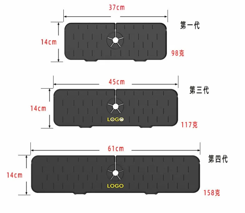 USSE Hot Sales Kitchen Faucet Absorbent Mat Sink Splash Guard Silicone Faucet Splash Catcher Protector for Bathroom Kitchen
