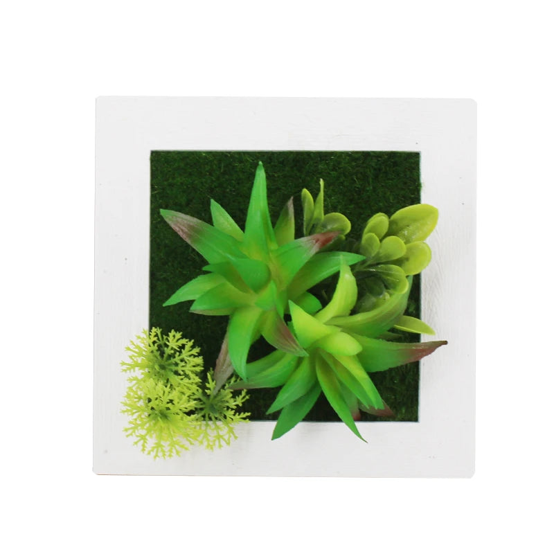 Artificial Succulent Grass Wall Frames Living Room Decoration PE Plastic Moss 15x15cm