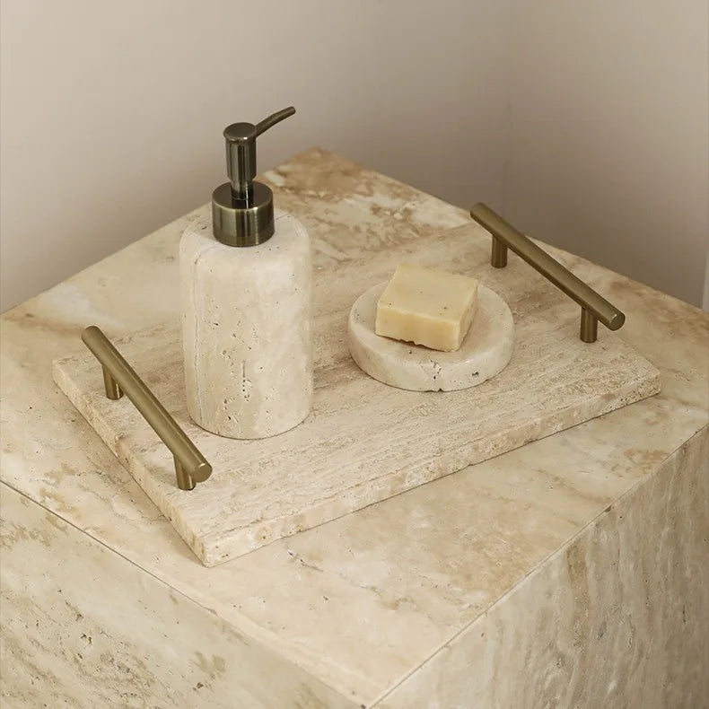 HZX Luxury Marble Home Hotel Serving Tray Flower Shape Stone Plate Simple Stone Jewelry Tray Bathroom Spring Format Plant