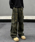 Men's Street Style Cargo Pleated Straight Pockets Breathable Heavyweight Canvas Loose Fit Pants Mid Waist Zipper Fly OEM Service