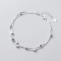 925 Sterling Silver Women Foot Jewelry Double Layer Box Chain Heart Shape Anklet