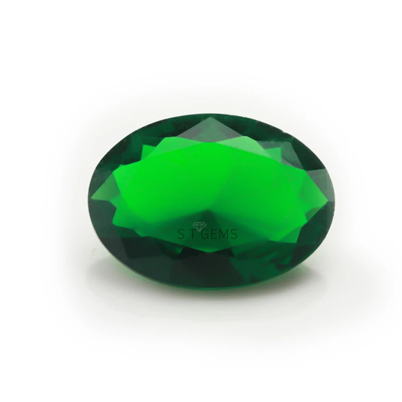 Loose Emerald Green Glass Stone Oval Cut Green Crystal For Sale