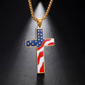 Fashion American Flag Necklaces Baseball Cross Necklace Men Stainless Steel Chain Enamel Jesus Religion Jewelry Amulet Gift