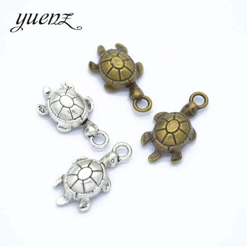 YuenZ Antique Bronze Charms for Necklace Jewelry Making Trendy Tibetan Silver Tortoise Charms Metal Pendants D7119