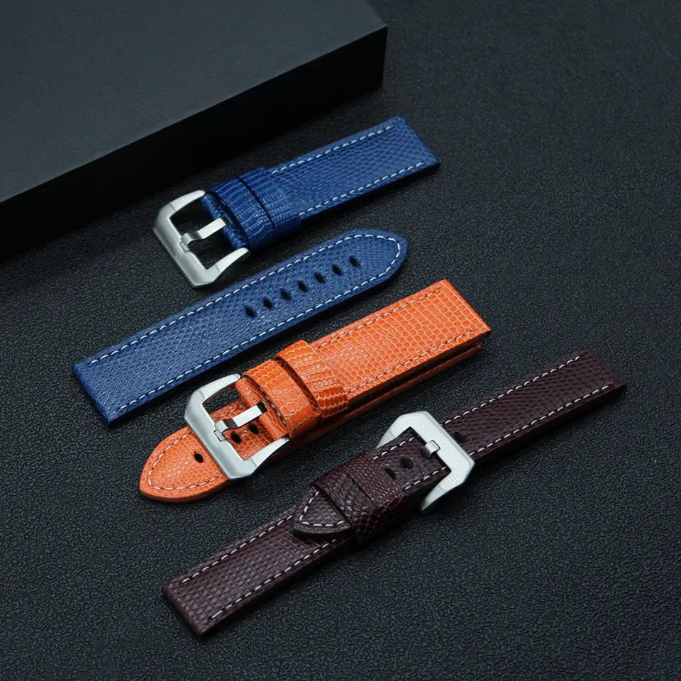 Customize Sizes Handmade Watch Band Genuine Lizard Leather Watch Strap 20mm 22mm 24mm 26mm Leather Watch Band Made in China