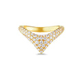 Milskye Personality Good Fashion Fine Jewelry for Women 925 Silver 18k Gold Dome Style Pave Zircon V Shape Rings