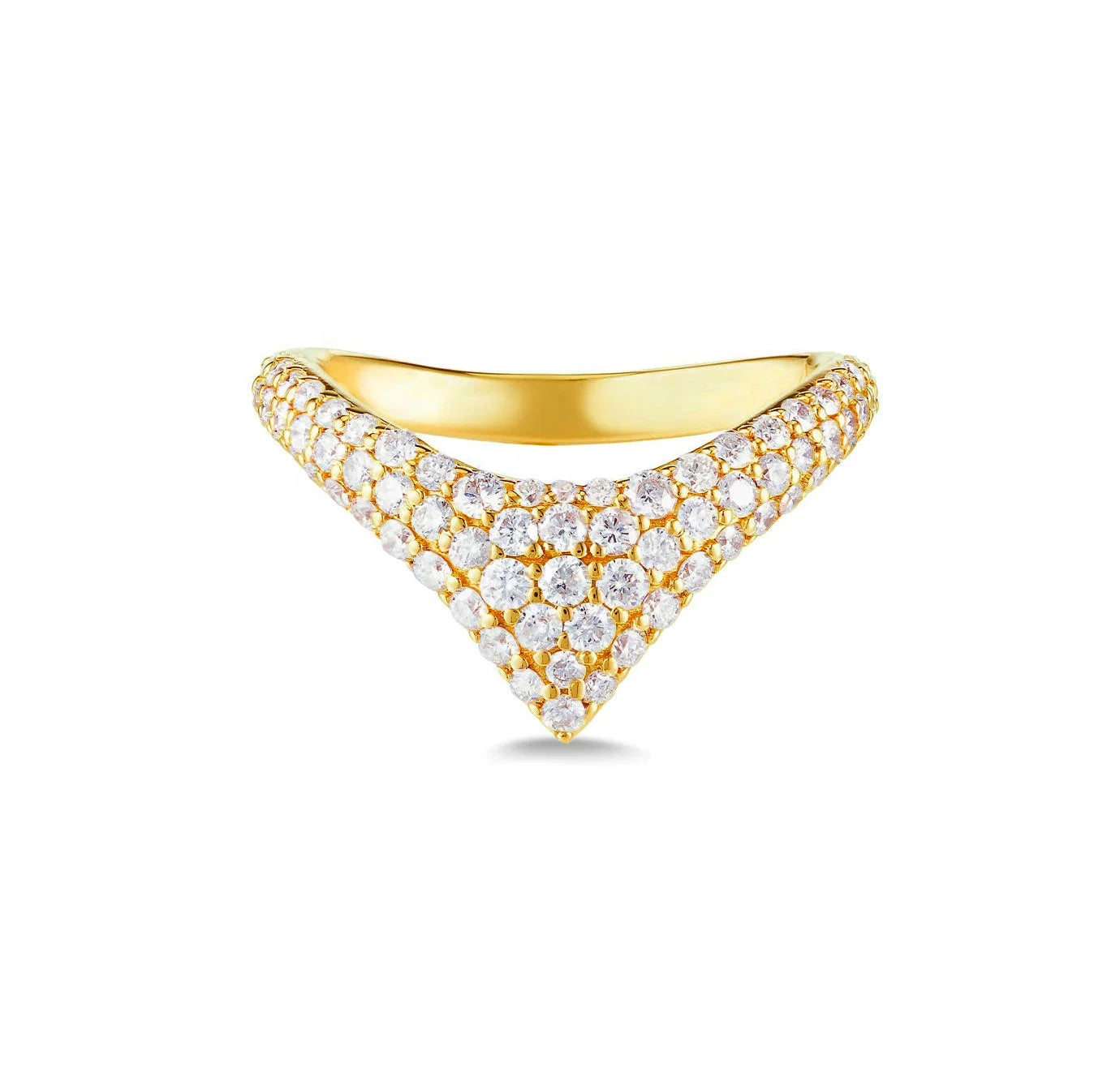 Milskye Personality Good Fashion Fine Jewelry for Women 925 Silver 18k Gold Dome Style Pave Zircon V Shape Rings
