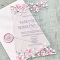 Luxury Perspex Sheet 5 X 7 Cherry Blossom Frost Acrylic pink Invitations Carte Mariage With Envelope Quinceanera Bridal Shower