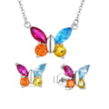 Wholesale 925 Sterling Silver Customized Stone Women Colorful Zircon Butterfly Shape Ear Studs Earrings Four Birthstone Necklace