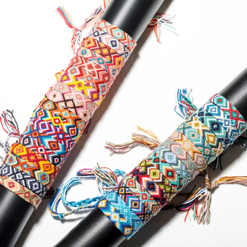 Nepal Woven Friendship Bracelets Adjustable Braided Bracelets Closure for Kids Girls Women and Men