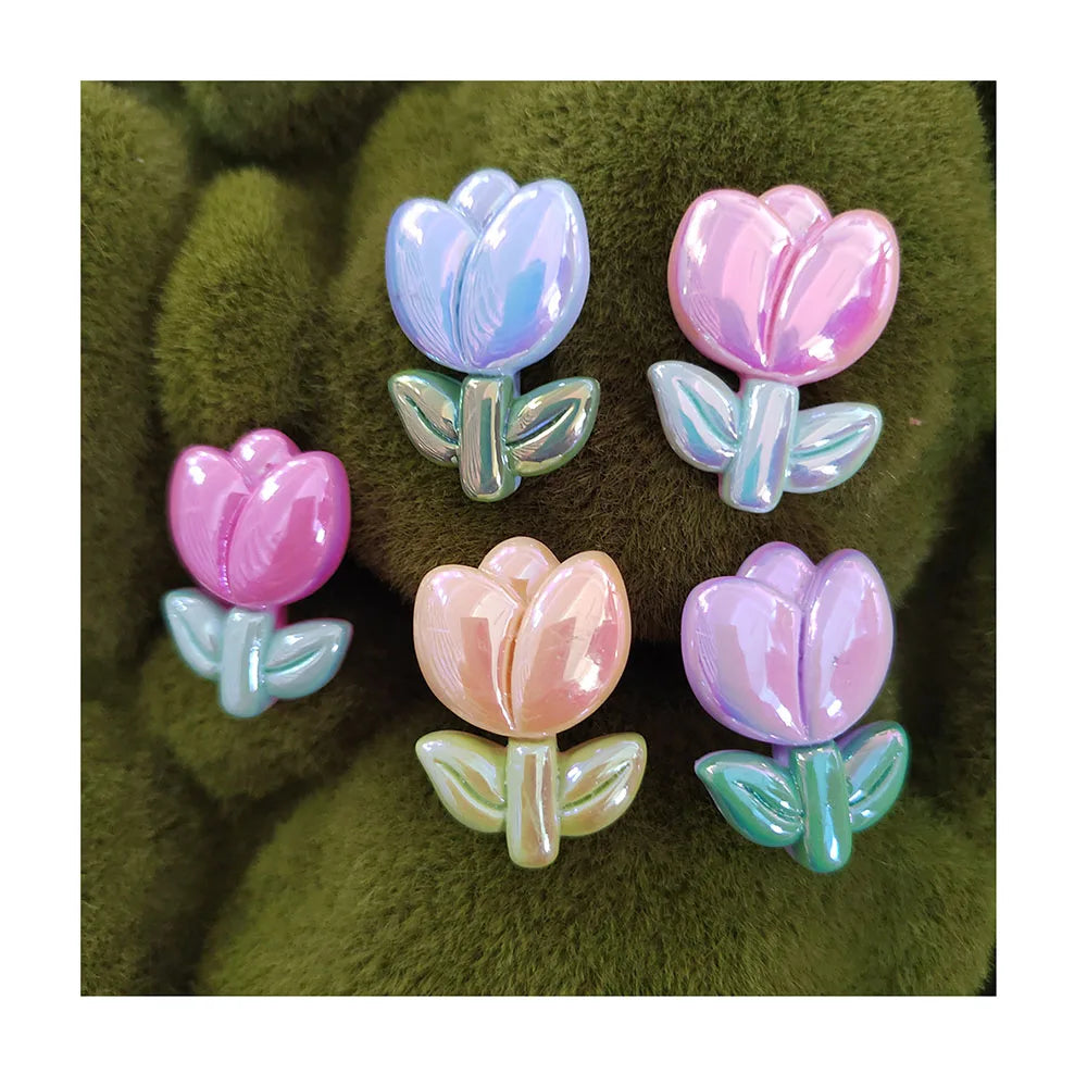 New Arrival Glitter Flower Tulip Bow Tie Animal Bear Resin Flat Back Cabochons Hair Accessories Pendants Jewelry Charms