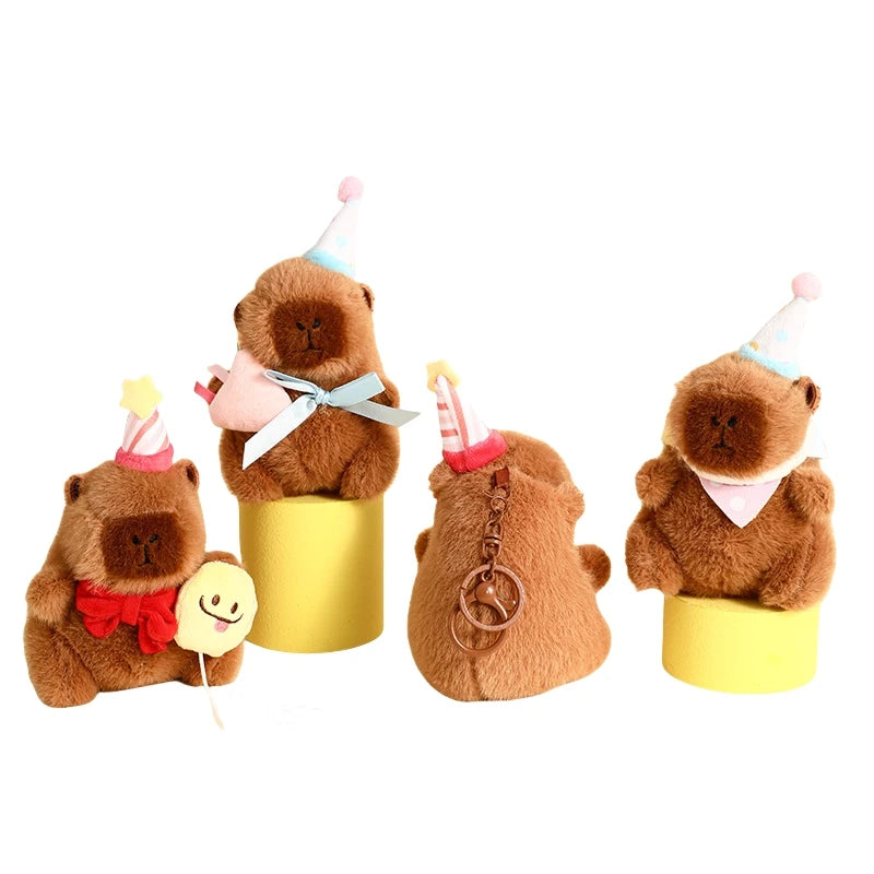 16cm Stuffed Capibaras Toys Birthday Capybara Keychain Food Hamburger Peluches Capibara Key Chains Peluche De Capibaras Keychain