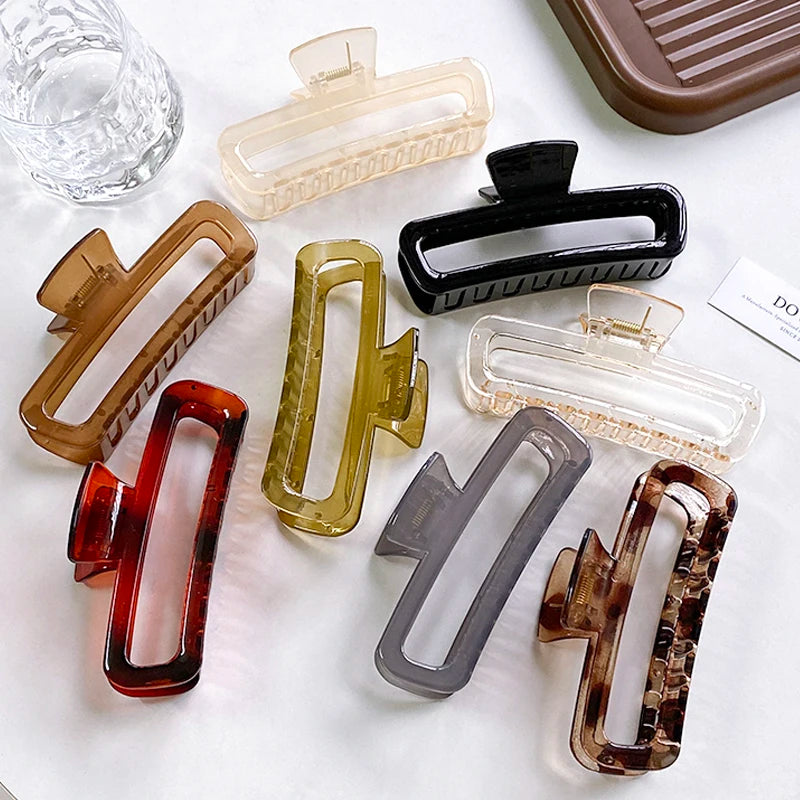 DOWELL Hollow Out Hairpin Women's Large Size Shark Clip Plastic Resin Hair Claw Clip