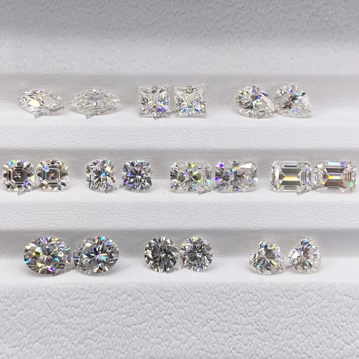 Baifu Jewelry Machine Cutting Round H & a Color DEF Flawless Lab Created Moissanite