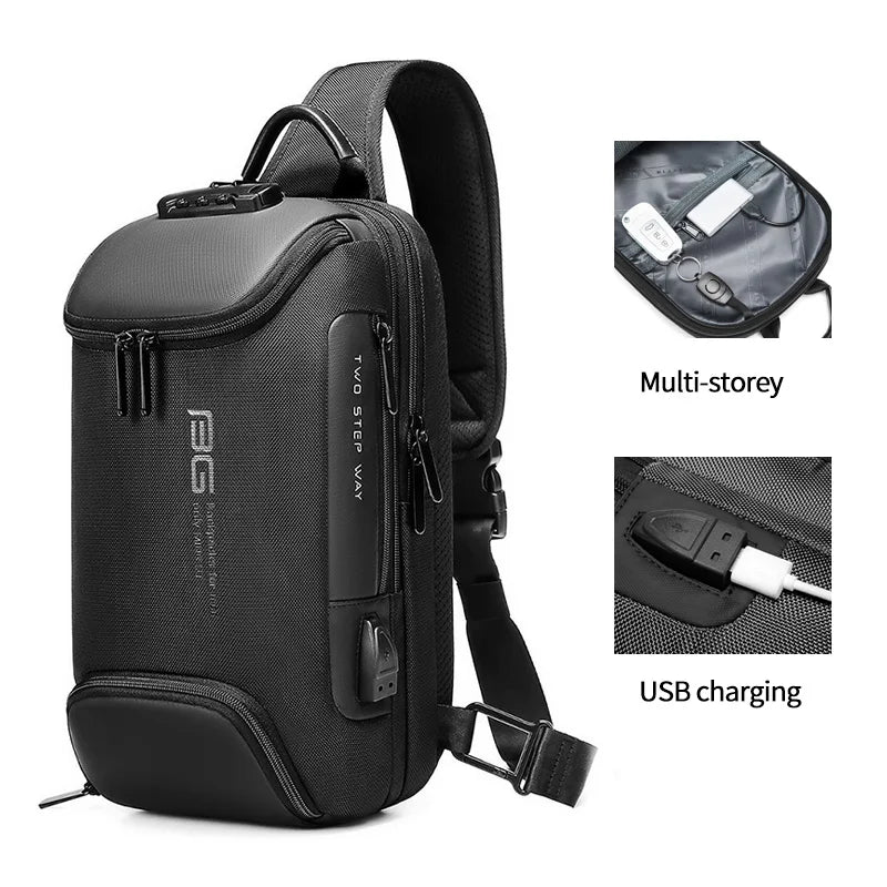 Factory Hot Sell Wholesale Fashion Anti Theft Men Custom Waterproof Shoulder Chest Crossbody Sling Bag for Men
