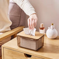 Waterproof Classic Plastic Tissue Box with Bamboo Lid
