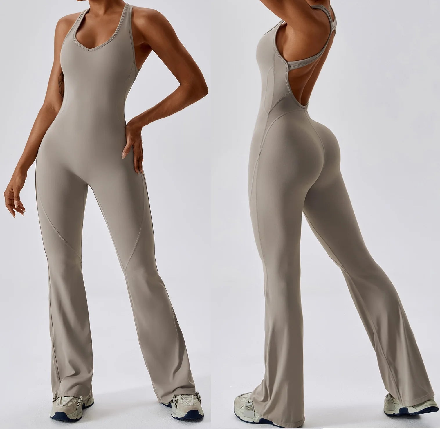 Customize Yoga Clothes Tight Workout One Piece Bodysuit Quick Drying Flare Fitness Bodysuit Playsuit Yoga Jumpsuit Fitness Women