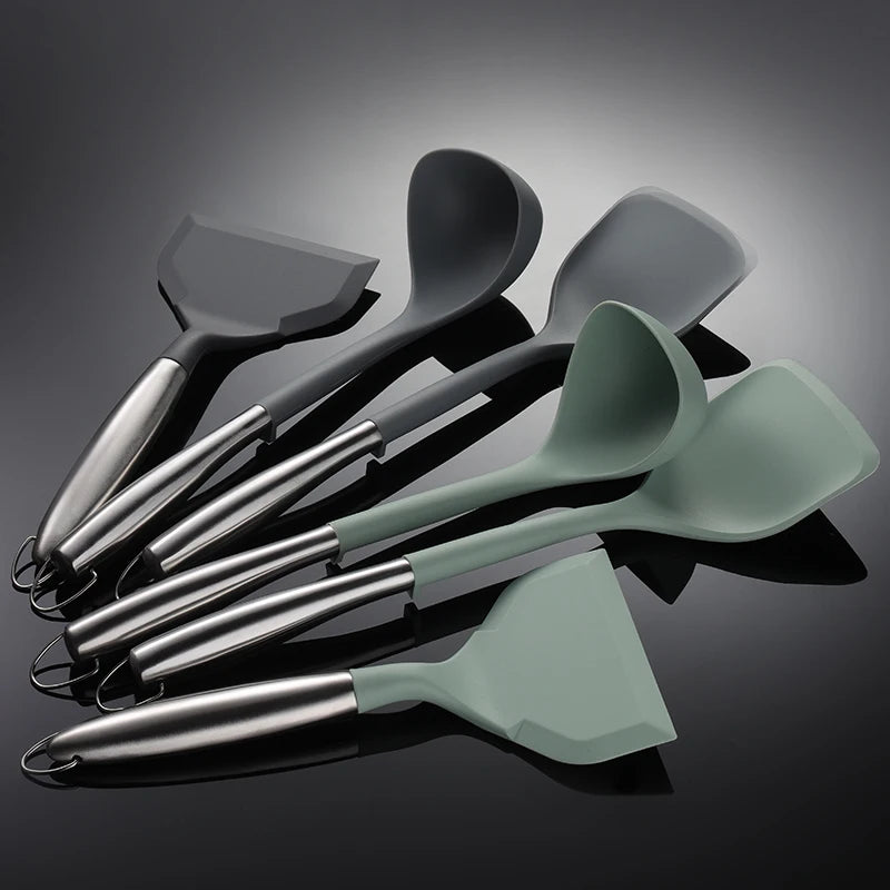Hot Sale Silicone Turner Soup Spoon Set Cooking Silica Gel Spatula Kitchen Appliances Sets Kitchen Spatula 2017005