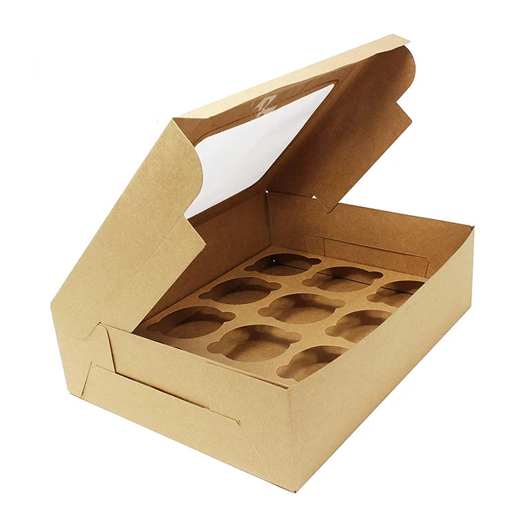 Cheap Wholesale Cupcake Boxes with Window Dividers Christmas Party Decoration Muffins Baked Goods Treats