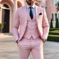Elegant Pink Wedding Groom Men Suits Luxury 3 Piece Jacket Pants Vest Blazer Single Breasted Notch Lapel Full Sets Terno