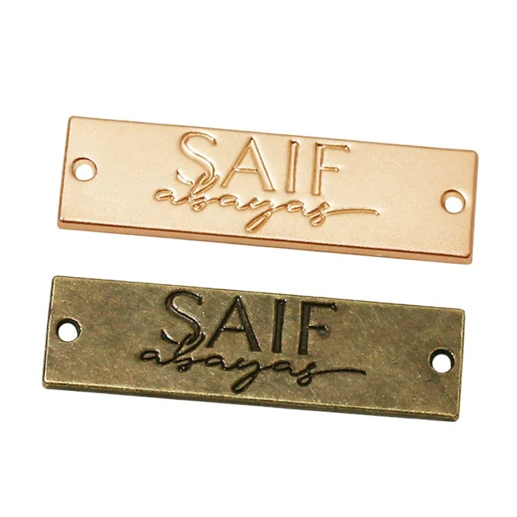 Rectangle Shape Clothing Brand Letter Tags Salt Resistant Garment Sewing logo Label Plate for Women Scarf