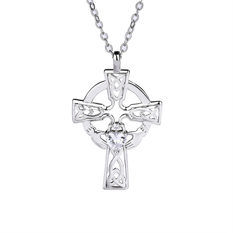 Fashion 925 Sterling Silver Jesus Christian Cross Diamond Necklace Pendant Religious Belief Cross Necklace