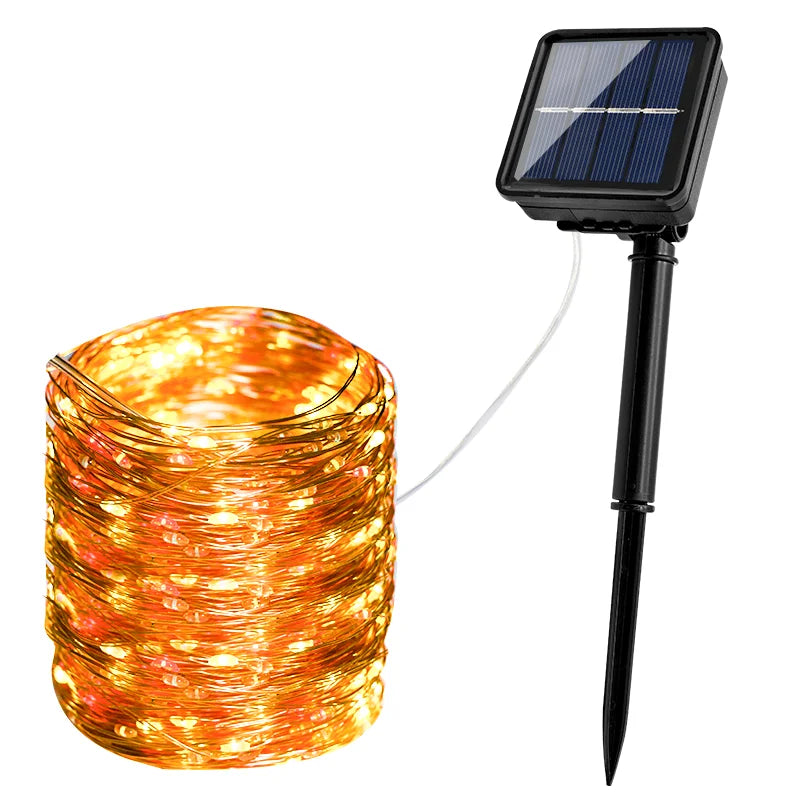 20 Meters Multi-color 2 Light Modes Solar Remote Control Copper Wire Lamp Available Lamps for Home