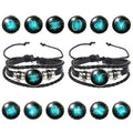 Men's DIY Leather Gold Braided Woven Bracelets Accessory Jewelry Including Zodiac Bracelet Bangle Fashion Bangles