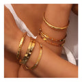 Trendy Geometric Open Stainless Steel Sun Star Cuff Bracelet Zircon Inlaid Eight Point Star Cuff Bangle Bracelet for Women